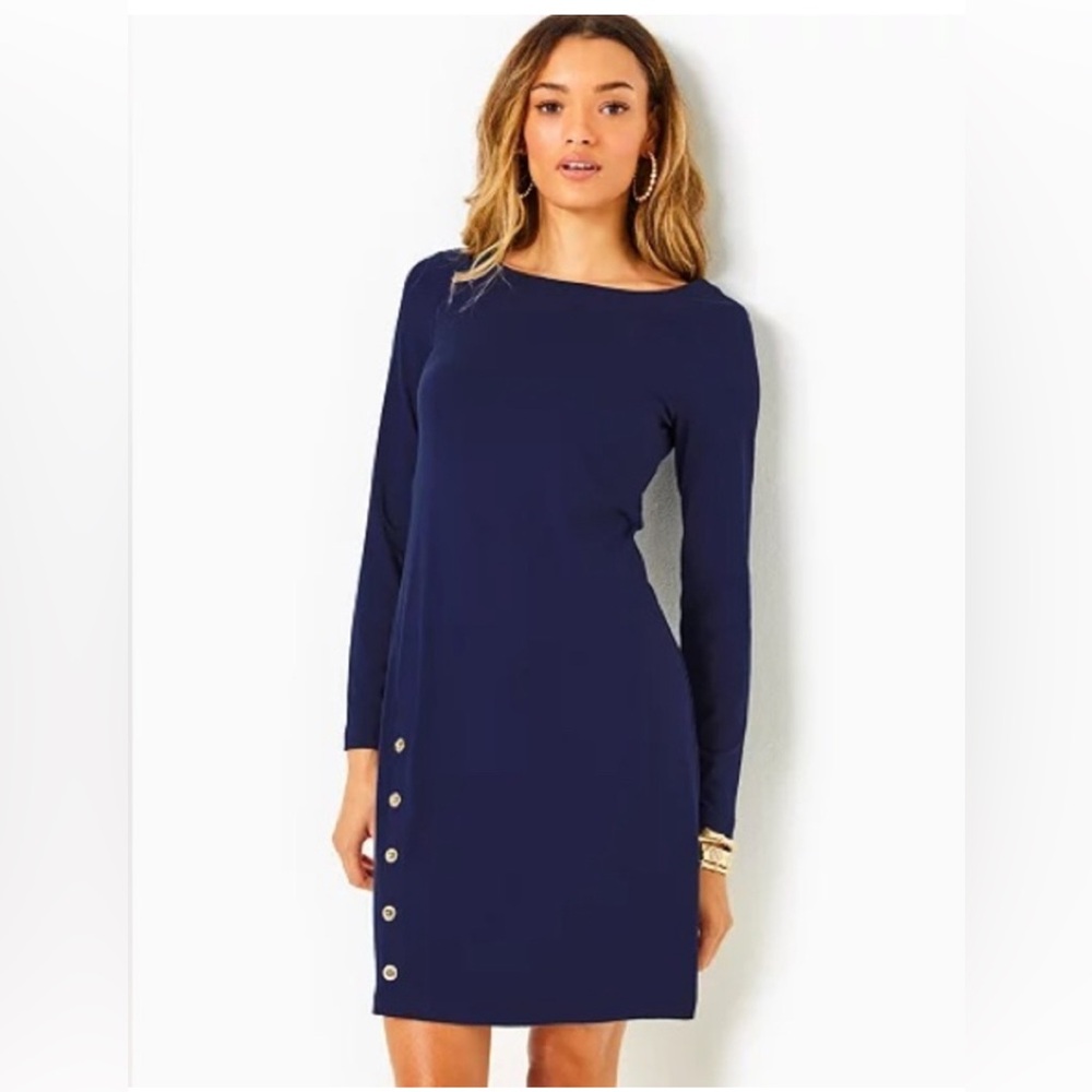 Lilly Pulitzer EUC UPF 50+ Maddox Straight Dress, Navy Blue, XS